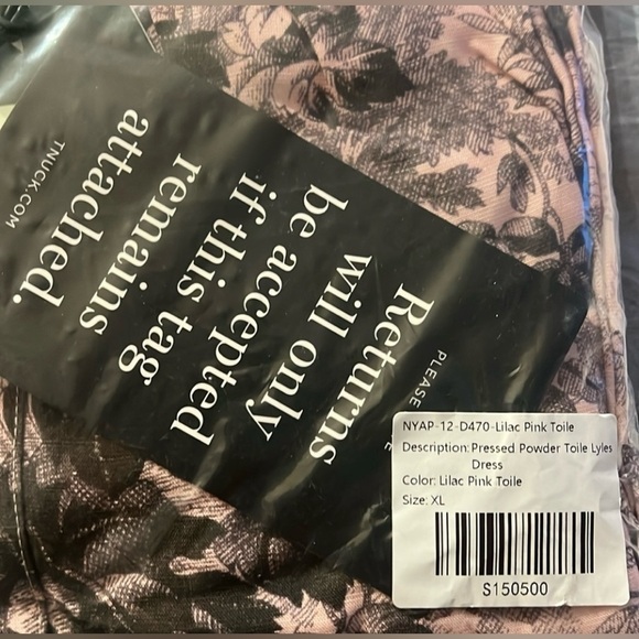 Dusty Pink & Black Toile Lyles Dress | Bow Tie Collar | Swing | Large | NWT - Picture 9 of 14